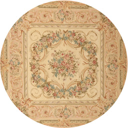 Round Traditional Orange Medallion Rug, tr2303