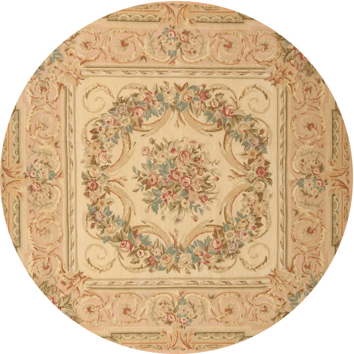 Round Traditional Orange Medallion Rug, tr2303