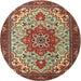 Square Machine Washable Traditional Saffron Red Rug, wshtr2304