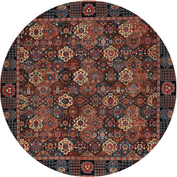 Square Machine Washable Traditional Night Red Rug, wshtr2305