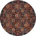 Square Machine Washable Traditional Night Red Rug, wshtr2305