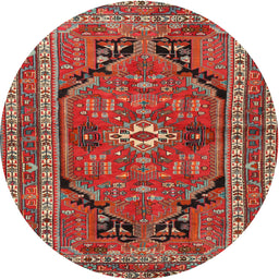 Round Traditional Orange Salmon Pink Persian Rug, tr2306