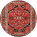 Round Traditional Orange Salmon Pink Persian Rug, tr2306