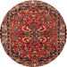 Round Traditional Orange Salmon Pink Persian Rug, tr2307