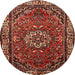 Round Traditional Cranberry Red Persian Rug, tr2308