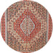 Round Traditional Fire Brick Red Persian Rug, tr230