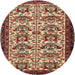 Round Traditional Saffron Red Persian Rug, tr2311