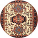 Round Traditional Saffron Red Persian Rug, tr2312