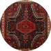 Round Traditional Reddish Brown Persian Rug, tr2314