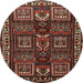 Round Traditional Brown Persian Rug, tr2315