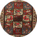 Square Machine Washable Traditional Dark Almond Brown Rug, wshtr2316