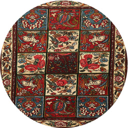 Round Traditional Dark Almond Brown Animal Rug, tr2316
