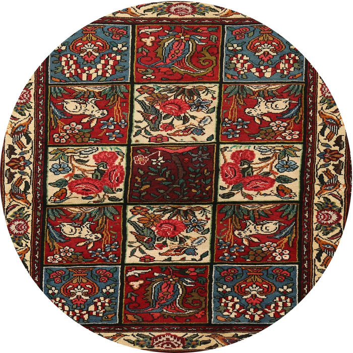 Round Traditional Dark Almond Brown Animal Rug, tr2316