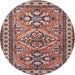 Round Traditional Light French Beige Brown Persian Rug, tr2318