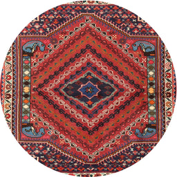 Square Machine Washable Traditional Dark Almond Brown Rug, wshtr2319