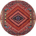 Round Traditional Dark Almond Brown Persian Rug, tr2319