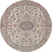 Round Traditional Desert Sand Beige Medallion Rug, tr231