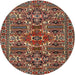 Round Traditional Deep Red Persian Rug, tr2322