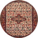 Square Machine Washable Traditional Saffron Red Rug, wshtr2323