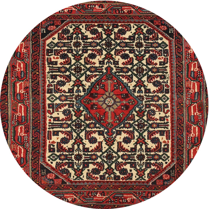 Round Traditional Dark Gold Brown Persian Rug, tr2324