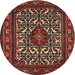 Round Traditional Dark Gold Brown Persian Rug, tr2324