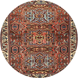 Round Traditional Light Copper Gold Persian Rug, tr2327