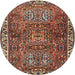 Round Traditional Light Copper Gold Persian Rug, tr2327