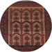 Round Traditional Chestnut Brown Southwestern Rug, tr2328