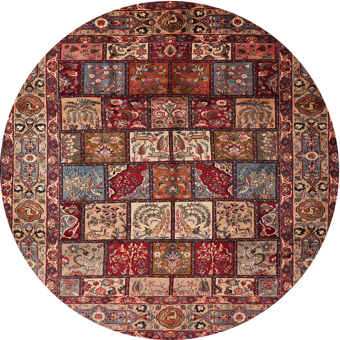 Round Traditional Saffron Red Persian Rug, tr232