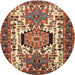 Round Traditional Saffron Red Persian Rug, tr2331