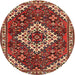 Square Machine Washable Traditional Tomato Red Rug, wshtr2332