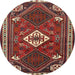 Round Traditional Dark Almond Brown Persian Rug, tr2336