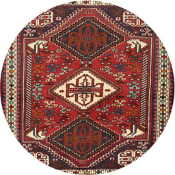 Square Machine Washable Traditional Dark Almond Brown Rug, wshtr2336
