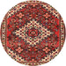 Round Traditional Orange Salmon Pink Persian Rug, tr2337