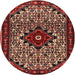 Round Traditional Dark Almond Brown Persian Rug, tr2338