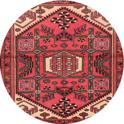Square Machine Washable Traditional Rust Pink Rug, wshtr2339