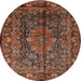 Round Traditional Red Medallion Rug, tr233