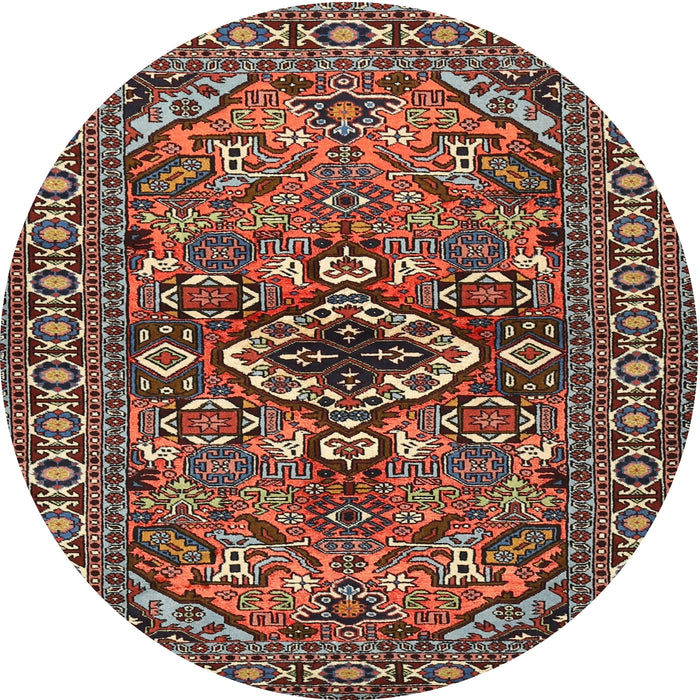 Round Traditional Camel Brown Persian Rug, tr2340