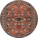 Round Traditional Camel Brown Persian Rug, tr2340