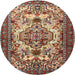 Round Traditional Light French Beige Brown Persian Rug, tr2341