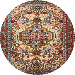 Square Machine Washable Traditional Light French Beige Brown Rug, wshtr2341