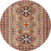 Round Traditional Saffron Red Persian Rug, tr2342