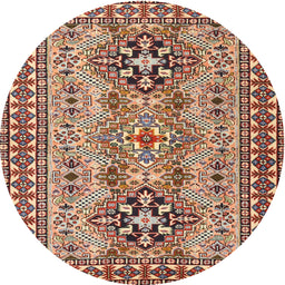 Square Machine Washable Traditional Saffron Red Rug, wshtr2342