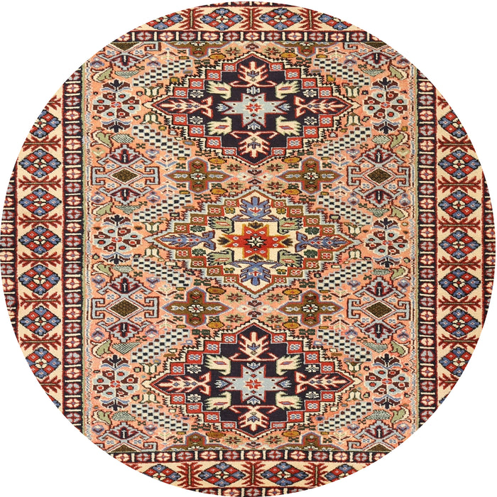 Square Machine Washable Traditional Saffron Red Rug, wshtr2342
