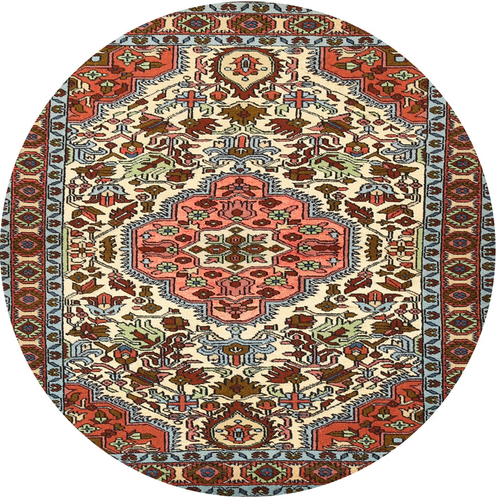 Round Traditional Light French Beige Brown Persian Rug, tr2343