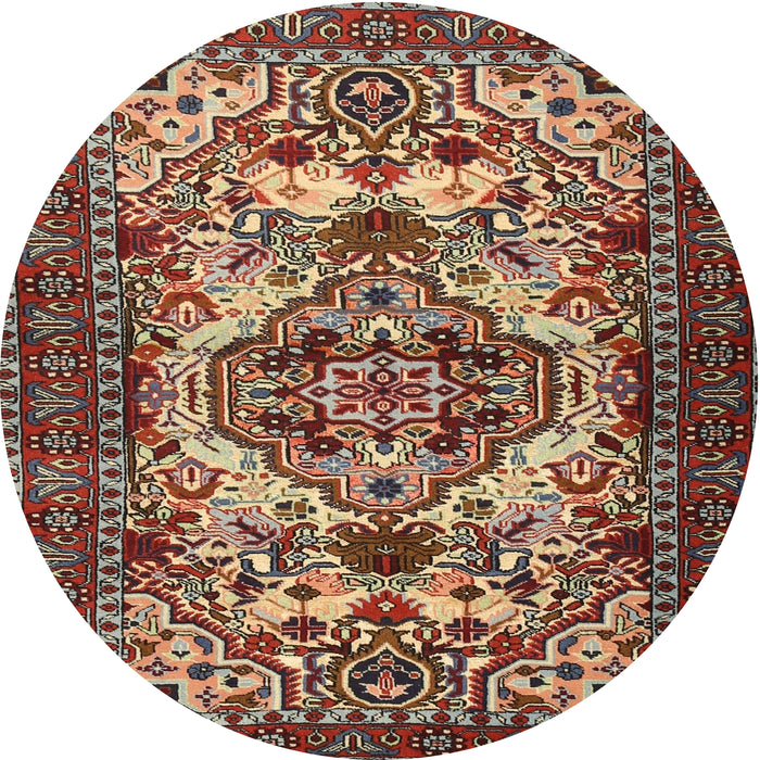 Round Traditional Saffron Red Persian Rug, tr2344