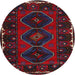 Round Traditional Black Persian Rug, tr2345