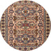 Round Traditional Red Brown Persian Rug, tr2346