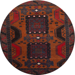 Square Machine Washable Traditional Red Brown Rug, wshtr2348