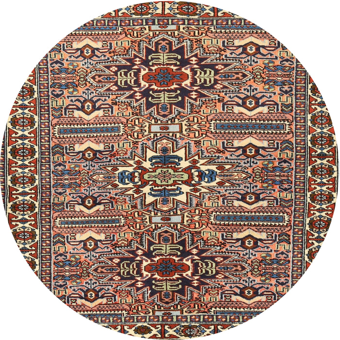 Round Traditional Light French Beige Brown Persian Rug, tr2349